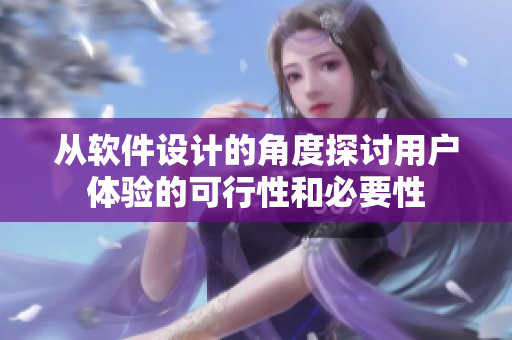 從軟件設(shè)計的角度探討用戶體驗的可行性和必要性