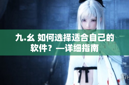 九.幺 如何選擇適合自己的軟件？—詳細指南