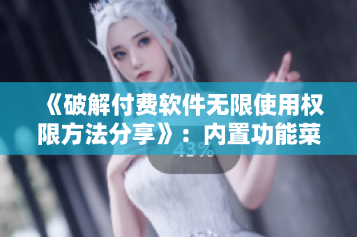 《破解付費軟件無限使用權限方法分享》：內置功能菜單全解析