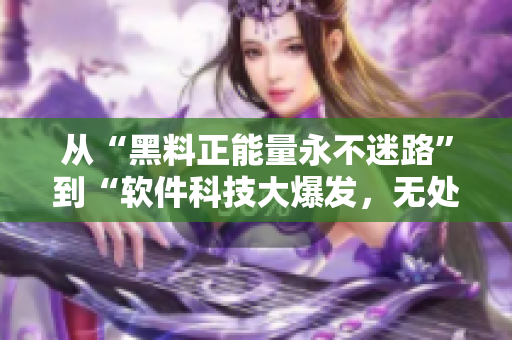 從“黑料正能量永不迷路”到“軟件科技大爆發(fā)，無處不在的黑料篩選算法”