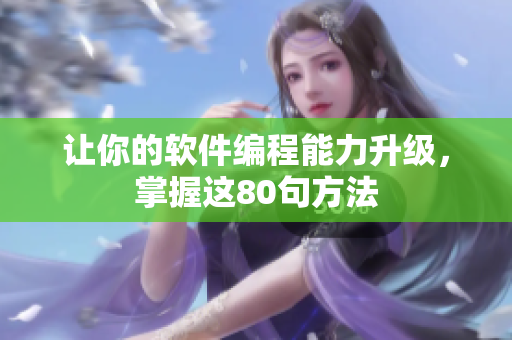 讓你的軟件編程能力升級(jí)，掌握這80句方法