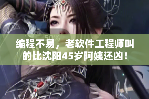 編程不易，老軟件工程師叫的比沈陽45歲阿姨還兇！