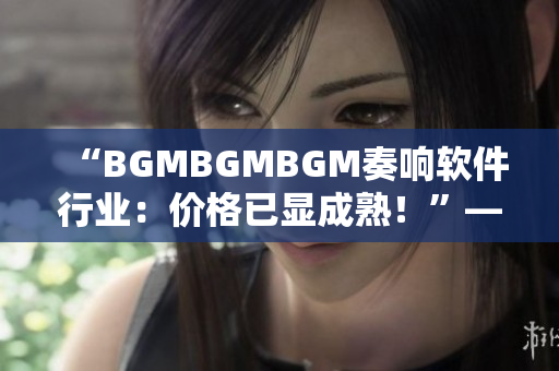 “BGMBGMBGM奏響軟件行業(yè)：價(jià)格已顯成熟！”——一個(gè)編輯的體驗(yàn)